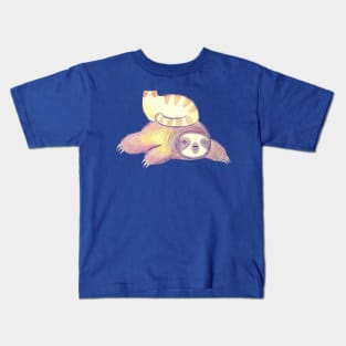 Sloth and Tabby Cat Kids T-Shirt